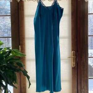 Elegant Blue Lace Trim Nightgown